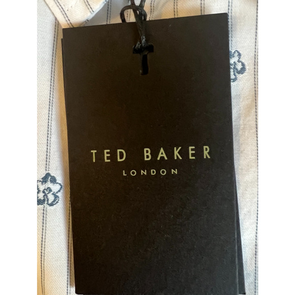 Ted Baker Mens Long Sleeve Shirt Size 2XL White Blue Floral Button Up Collar NWT - Picture 16 of 16